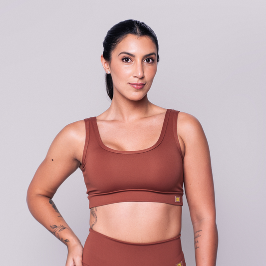 Top Fitness Feminino Ambar com Alta Compressão e Proteção Solar FPU 50+