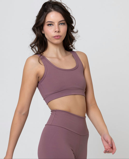 Top Fitness Feminino Cacau com Alta Compressão e Proteção Solar FPU 50+