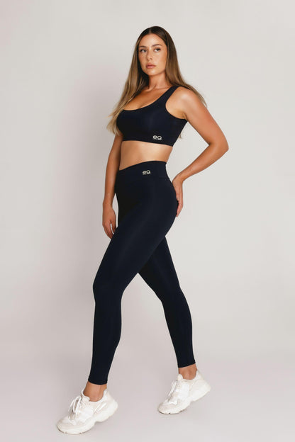 Conjunto Fitness Feminino Preto | Proteção Solar FPU 50+, LYCRA®, Conforto e Luxo