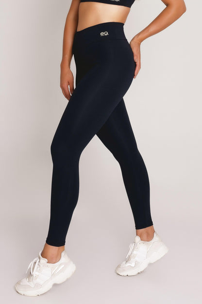Calça Legging Fitness Preta com Alta Compressão e Proteção Solar FPU 50+
