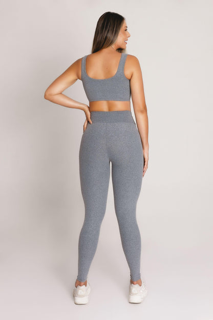Conjunto Fitness Feminino Cinza | Proteção Solar FPU 50+, LYCRA®, Conforto e Luxo