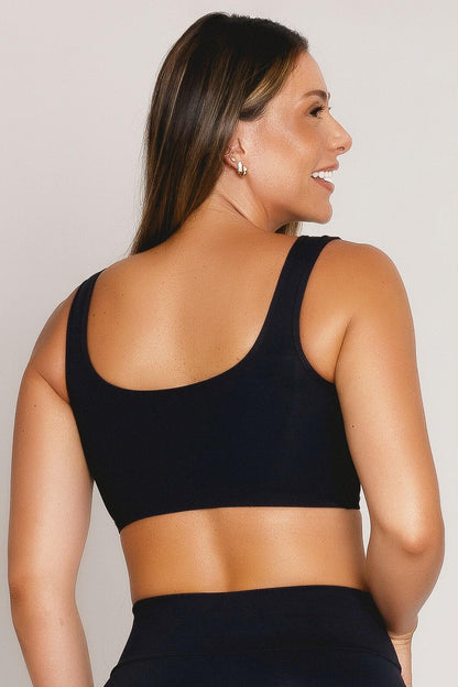 Top Fitness Feminino Preto | Alta Compressão, Proteção Solar FPU 50+ e LYCRA® Premium